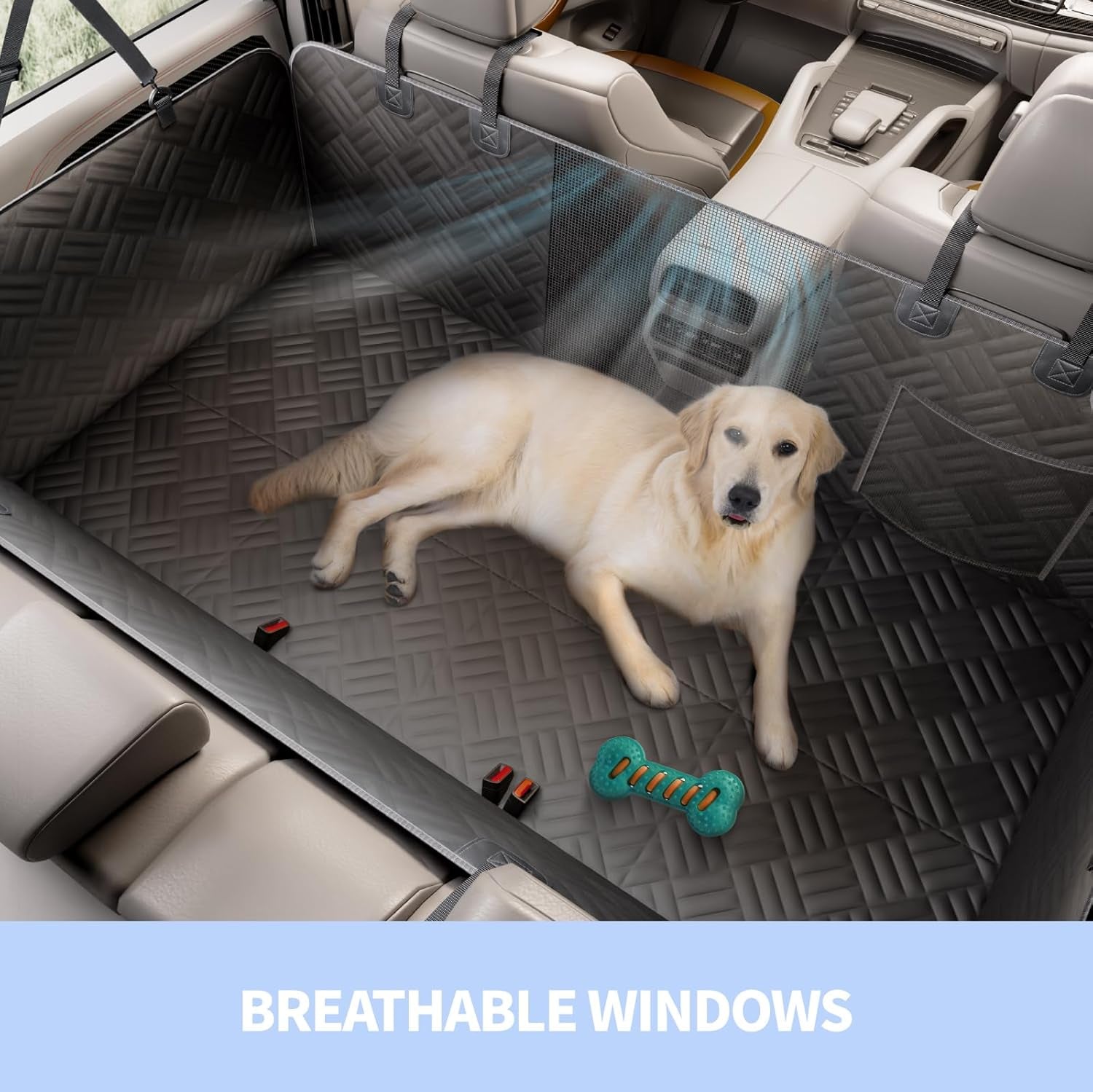 Dog Car Seat Cover for Back Seat, Hard Bottom Back Seat Extender for Dogs, Holds 400Lbs, 600D Heavy Duty Scratch-Proof Waterproof Dog Hammock for Car, SUV